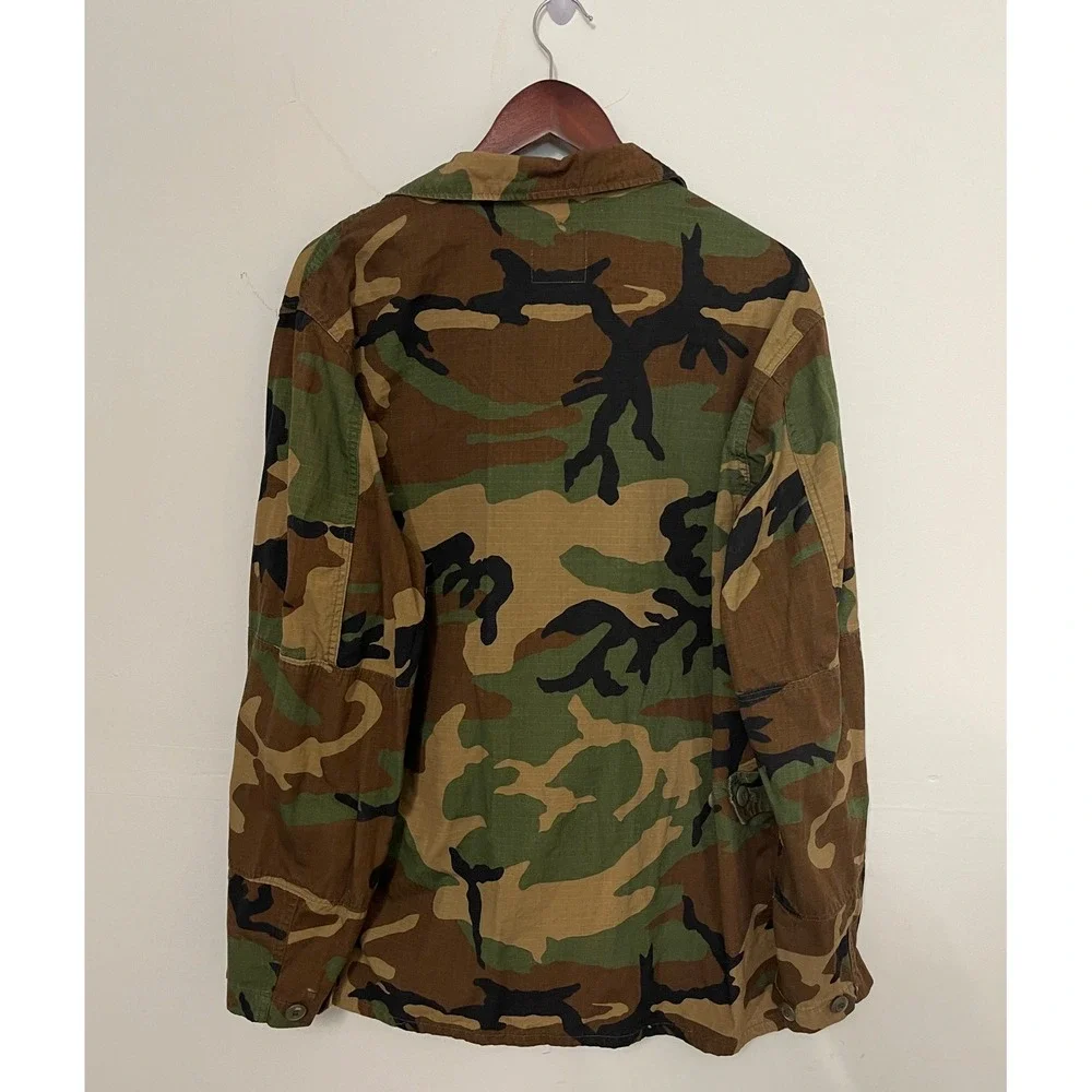 Vintage US Military Woodland Camo BDU Field Jacket Large Regular 1985 Ripstop - Picture 2 of 12